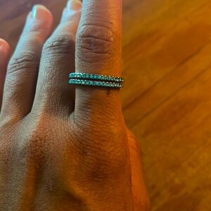 2 Light Blue Stone silver tone Rings